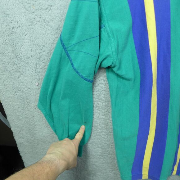 Vintage Cutter and Buck Green Striped Polo Shirt Men's Size Medium Made in USA - Picture 10 of 12